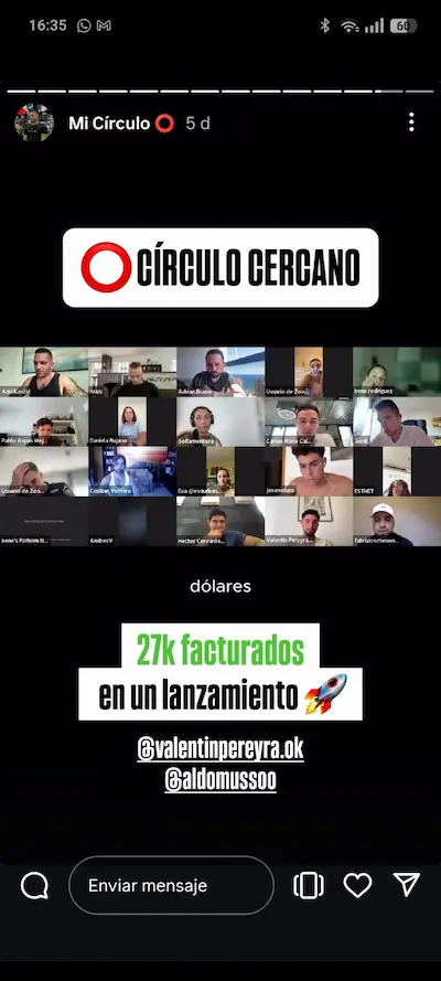 Testimonio de alumnos de Círculo Cercano con 27.000 dólares facturados en un lanzamiento.