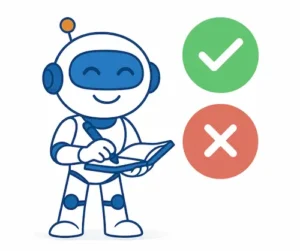 Ciberdigi tomando notas con un check verde y una X roja — sección “Para quién es y para quién no”.