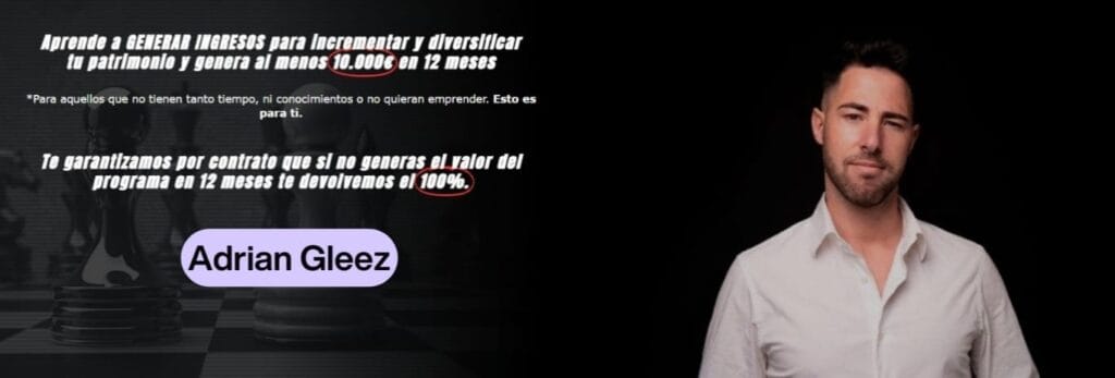 Promesa y garantía del programa Game Change de Adrián Gleez: generar 10.000 € en 12 meses o devolución del dinero.
