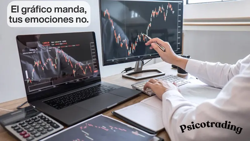 Psicotrading: el gráfico manda, las emociones no – trader analizando el mercado con disciplina