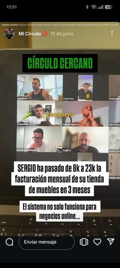 Testimonio de Sergio, alumno de Círculo Cercano, con un crecimiento de 8K a 23K al mes.